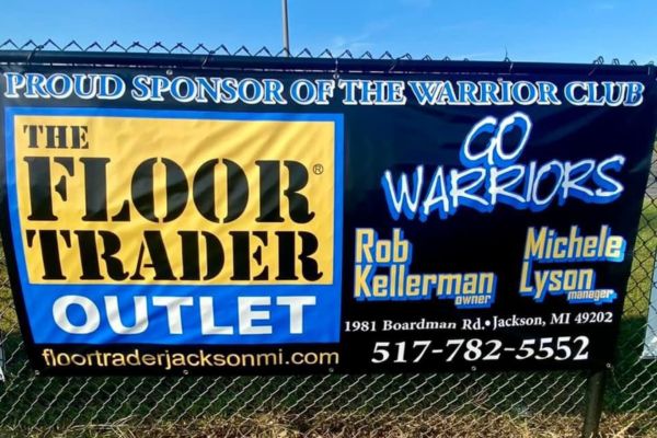 The Floor Trader of Jackson, MI, warrior club sponsor sign
